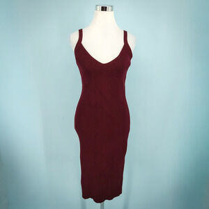 Hatch 3 Size Large L Burgundy Joelle Ribbed Tank Midi Length Maternity Dress